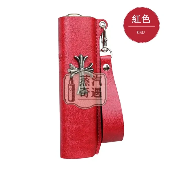 【黑色/紅色/黃色/藍色】IQOS ILUMA ONE保護套防摔皮革 哥德風十字造型金屬感設計 適用4.0 / 6 / 7 代一體機|真皮質感|附掛繩