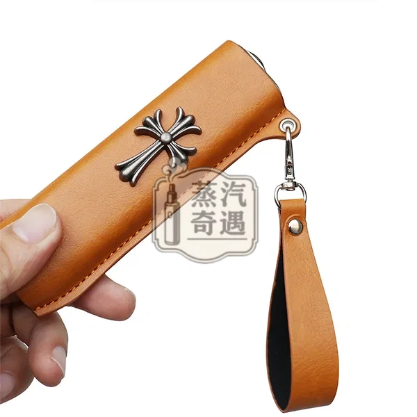 【黑色/紅色/黃色/藍色】IQOS ILUMA ONE保護套防摔皮革 哥德風十字造型金屬感設計 適用4.0 / 6 / 7 代一體機|真皮質感|附掛繩